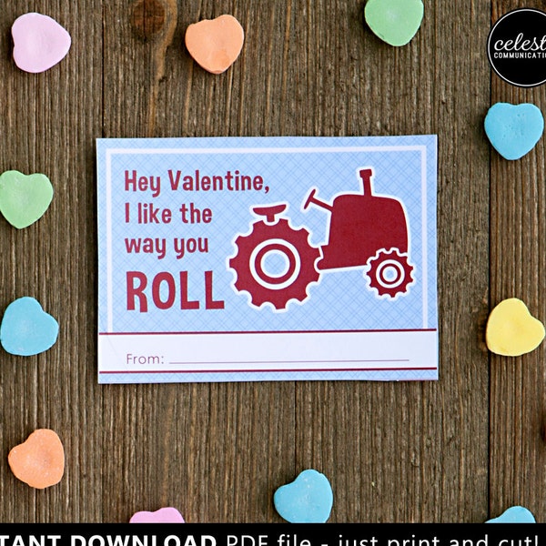PRINTABLE Tractor Valentine card for kids INSTANT DOWNLOAD - Valentine's Day, Valentines, farm, farmer, antique tractors, Barn Baby Boutique