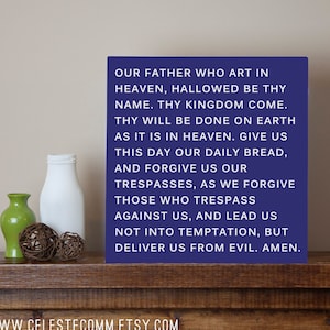 The Lord&#39;s Prayer Metal Sign Wall Art Print - Our Father, religious, Christian, 10 color choices