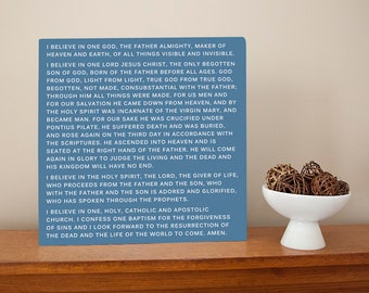 Nicene Creed Metal Sign Wall Art Print - Catholic creed, religious, Christian, baptism gift, confirmation gift, RCIA, 10 color choices