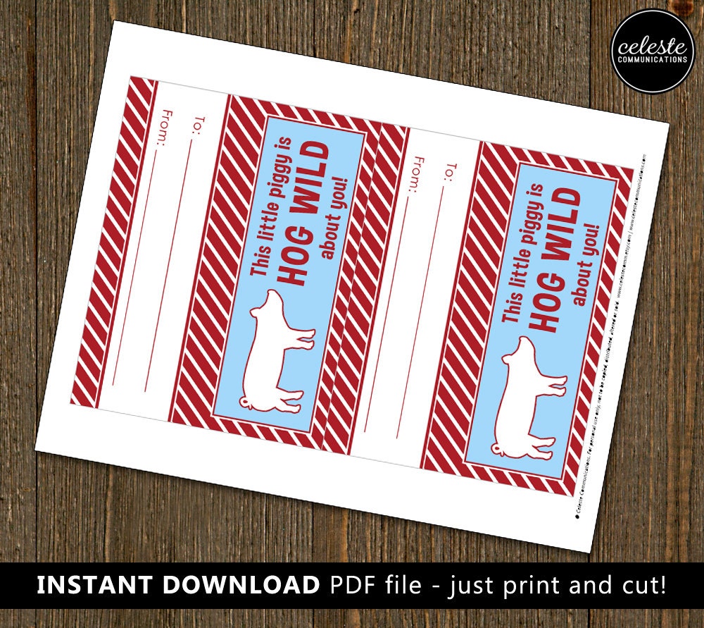 PRINTABLE Pig Valentine Treat Bag Toppers for Kids INSTANT DOWNLOAD ...
