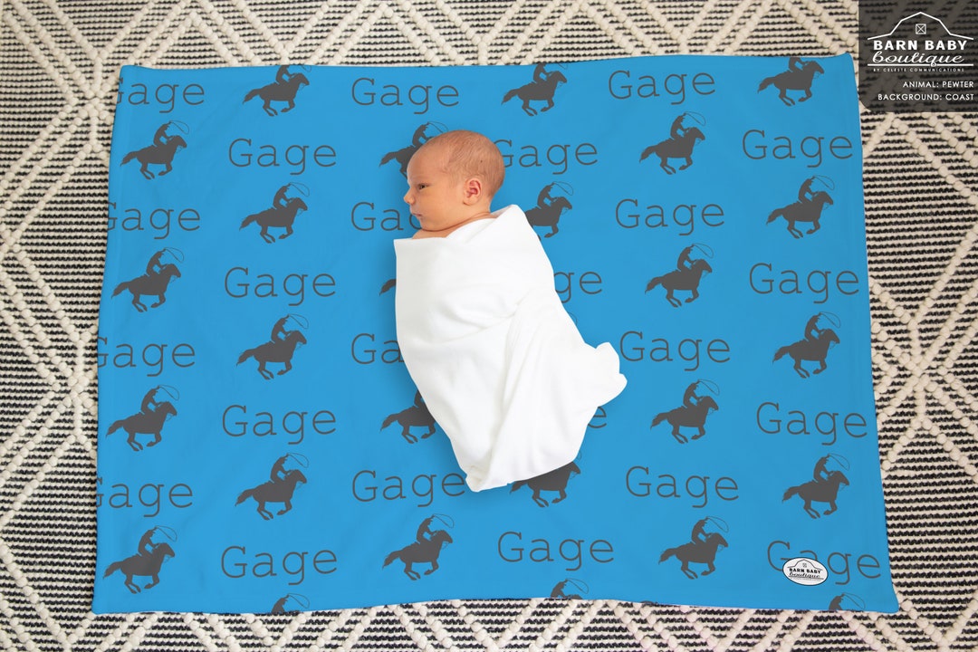 Personalized Roper Rodeo Baby Blanket- Cowboy Cowgirl Nursery Swaddle ...