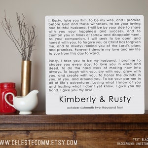 Modern Wedding Vows Personalized Metal Sign Wall Art Print - Wedding gift, tenth anniversary gift, 10th, aluminum, tin, Valentines Day