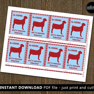 PRINTABLE Goat Valentine Card for Kids INSTANT DOWNLOAD - Valentine's ...