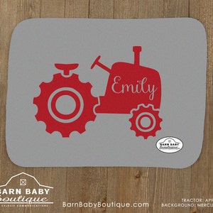 Personalized Tractor Name Burp Cloth - farm nursery, fleece burpcloth, baby shower gift
