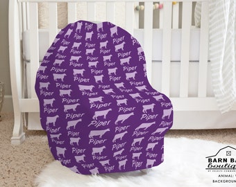 Personalized Dairy Cow Nursing, Baby Car Seat Canopy Cover - ADDITIONAL COLORS available - Shopping Cart, Highchair Cover, dairy cattle