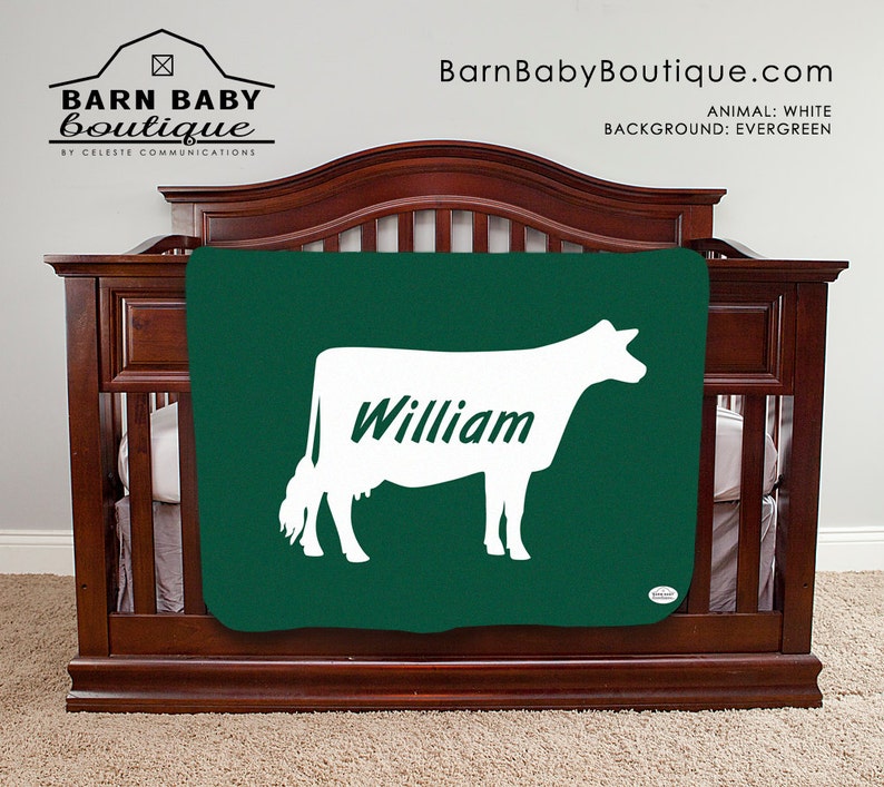 Personalized Dairy Cow Baby Name Blanket Farm Nursery Etsy