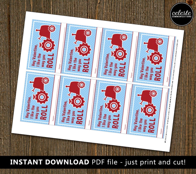 PRINTABLE Tractor Valentine Card for Kids INSTANT DOWNLOAD - Etsy
