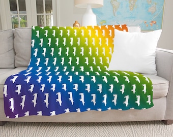 Rainbow Farm Animal or Rodeo Throw Blanket- blanket, pig, cow, sheep, horse, chicken, steer, LGBTQ pride