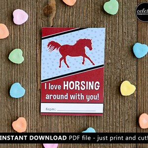 Carte de Saint-Valentin cheval imprimable pour les enfants TÉLÉCHARGEMENT IMMÉDIAT - Saint-Valentin, Saint-Valentin, rodéo, cow-boy, cow-girl, équin, poney, équitation