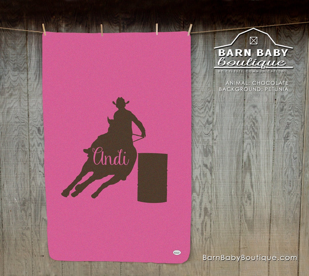 Personalized Rodeo Barrel Racer Throw Name Blanket- Farm Bedding ...