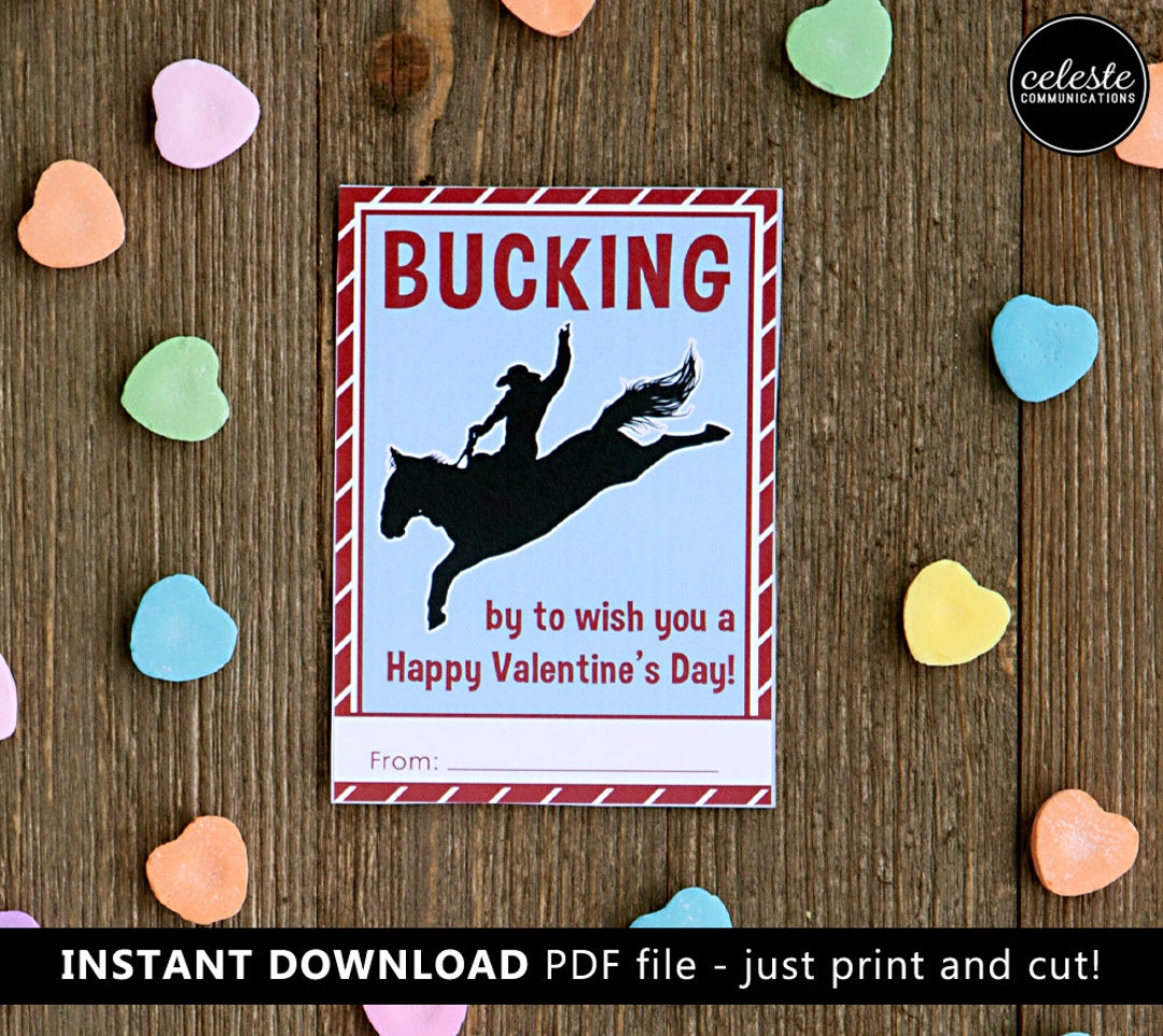 PRINTABLE Bronc Riding Valentine Card for Kids INSTANT DOWNLOAD ...
