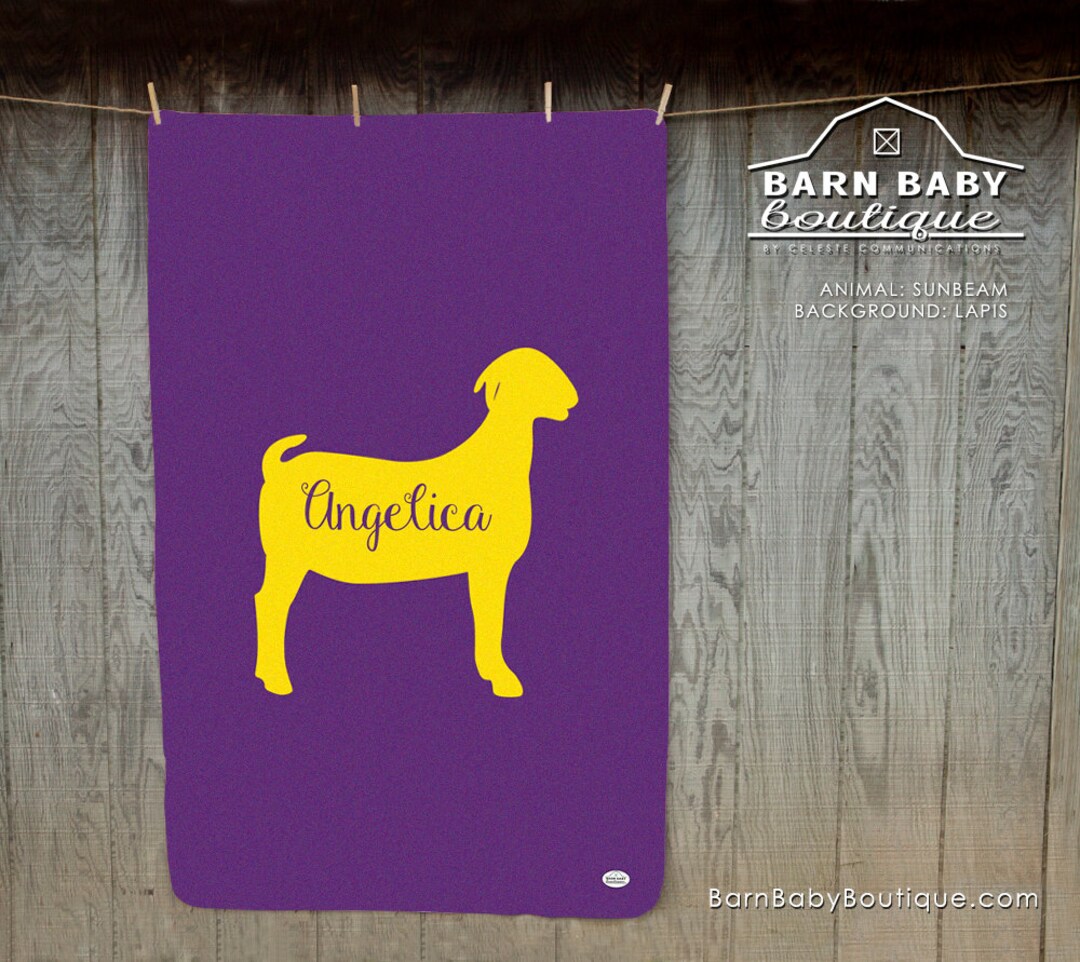 Personalized Show Goat Throw Name Blanket Farm Bedding, Fleece Minky