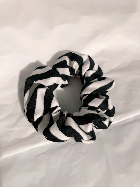 Striped Hair Scrunchie Black And White Hair Accessories Hair Etsy