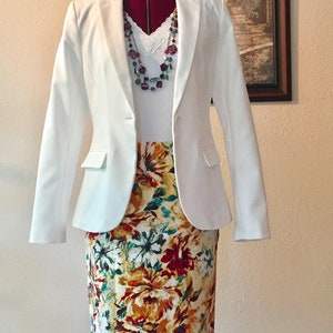 Stretch Cotton Skirt/ Floral Pencil Skirt/ Summer Skirt/ Colorful office skirt/ Cotton sateen skirt/ orange skirt/ 20 inches/ above the knee