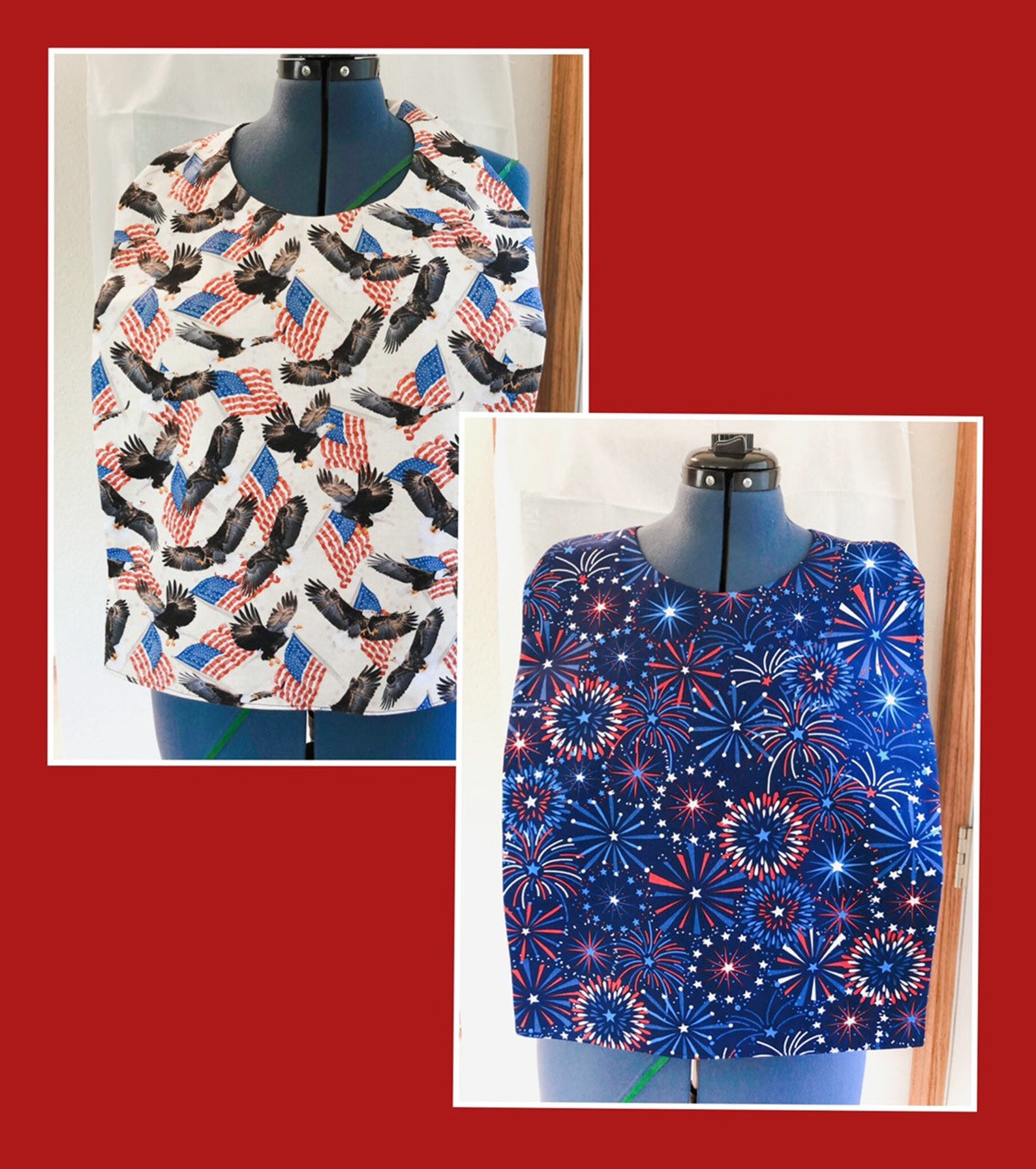 Patriotic theme adult bibs/ blue bib/american eagles/ 4th of Etsy