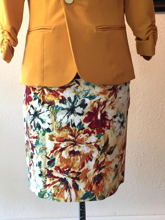 Floral pencil skirt stretch hotsell