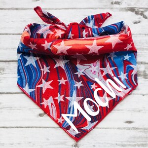 USA Dog Bandana, Swirls and Stars Dog Bandana, Tie-On Bandana, Personalized Bandana, Patriotic Dog Bandana, Fourth of July Dog Bandana