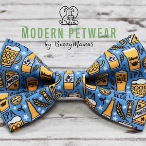 Beer Dog Bow Tie, Craft Beer Dog Bow Tie, IPA Dog Bow Tie, Beer Cat Bow Tie, by BizzyMamas