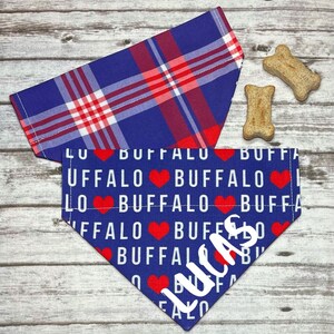 Buffalo Dog Bandana, Football Dog Bandana, Reversible, Slide On Collar, Personalized Option, BizzyMamas