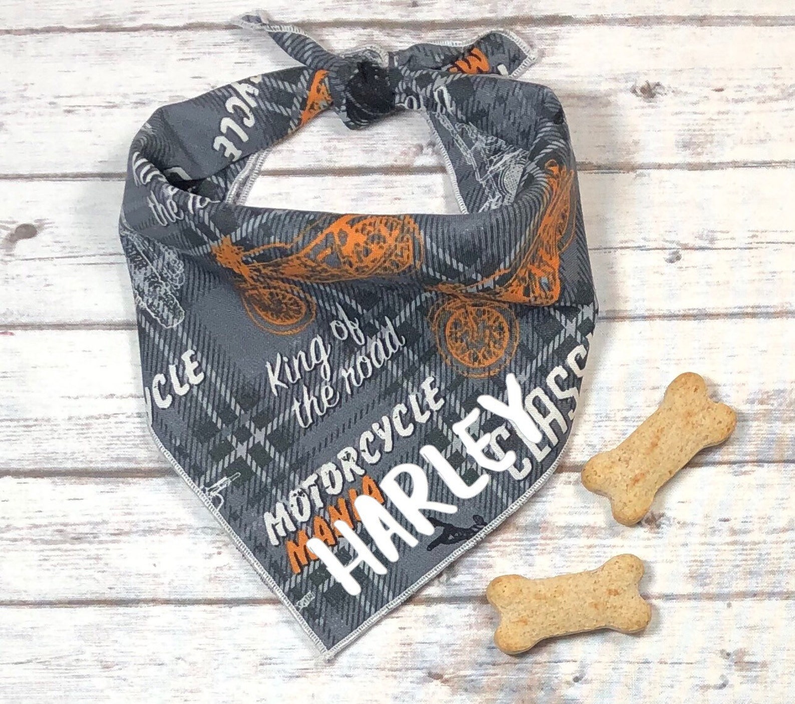 Harley Davidson Motorcycle Inspired Dog Bandana TieOn Dog Etsy