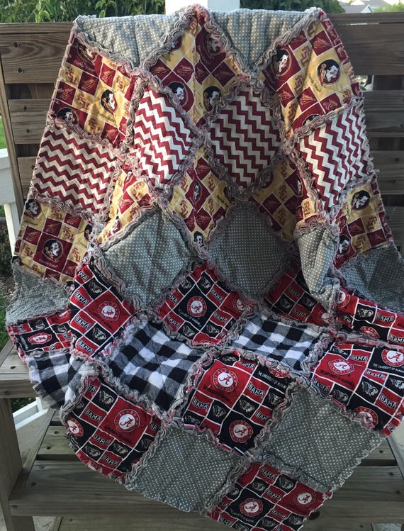 House Divided Quilt Football Blanket Florida State Alabama Etsy