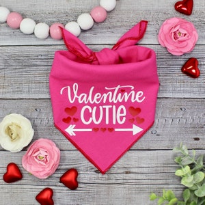 Valentine Cutie Dog Bandana, Valentine&#39;s Day Dog, Valentines Dog, Tie-On, Heart Valentine Dog Bandana, by BizzyMamas