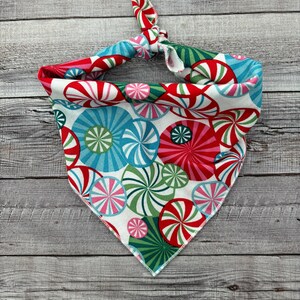 Christmas Peppermint Dog Bandana, Holiday Dog Bandana, Christmas Dog Bandana, Candy Tie-On Bandana, Personalized Dog Bandana, By BizzyMamas