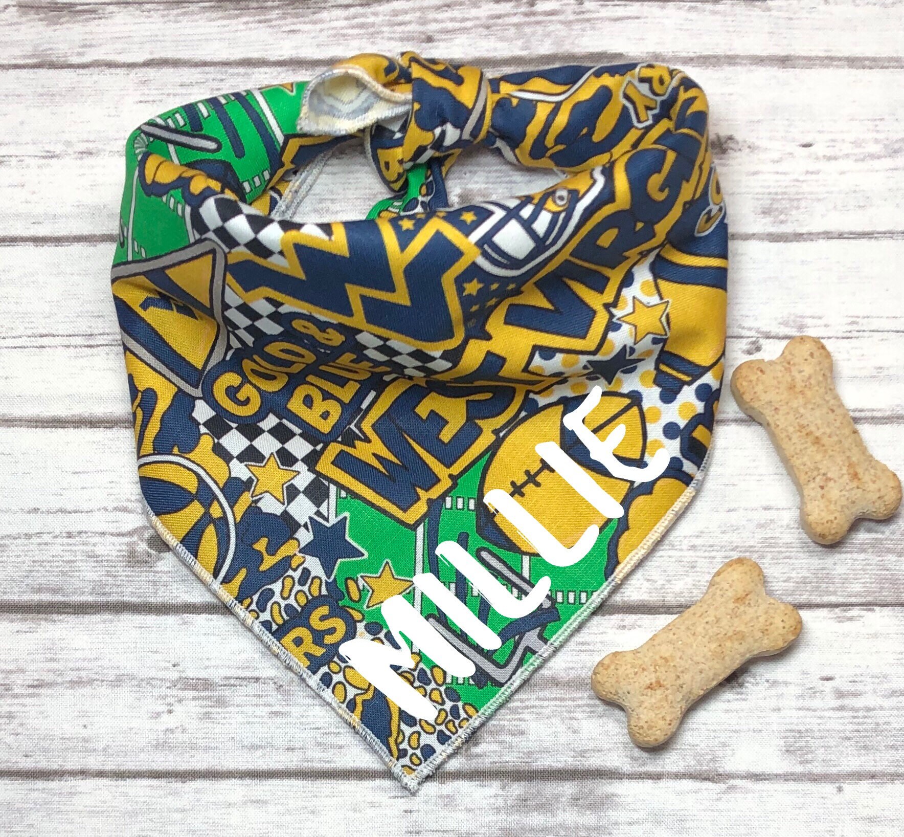 WVU Dog Bandana West Virginia University Dog Bandana TieOn Etsy