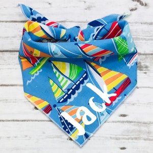 Sail Boat Dog Bandana, Nautical Dog Bandana, Tie-On Bandana, Personalized Bandana, Spring Bandana, Summer Bandana, Marina, Ocean, Beach
