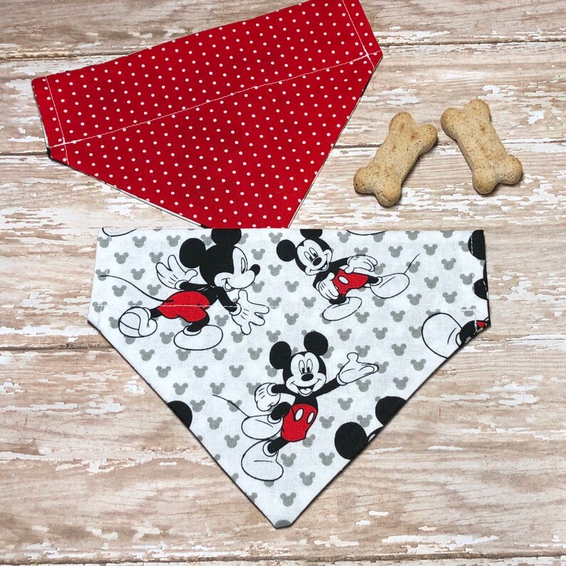 Reversible Dog Bandana Mickey Mouse Disney Slide On Collar Etsy