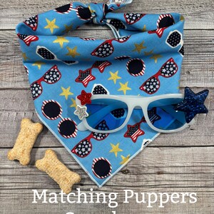4th of July Dog Bandana, Patriotic Sunglasses, Tie-On Bandana, Personalized Bandana, Patriotic Dog Bandana, Fourth of July Dog Bandana