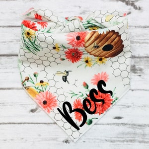 Honey Bee Dog Bandana, Bee Bandana, Tie-On Bandana, Personalized Bandana, Spring Bandana, Summer Bandana, Female Dog Bandana, by BizzyMamas