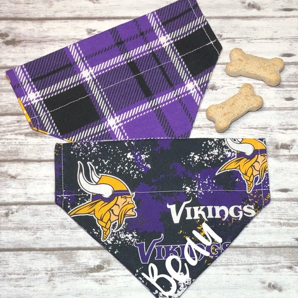 Minnesota Vikings Dog Bandana, Reversible, Slide On Collar, Personalized, Minnesota Vikings, Vikings Football, Vikings Dog Bandana