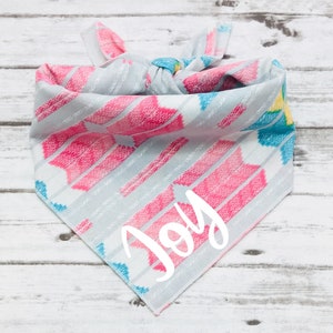Aztec Dog Bandana, Tie-On Bandana, Personalized Bandana, Pastel Dog Bandana, Spring Dog Bandana, Summer Dog Bandana, BizzyMamas