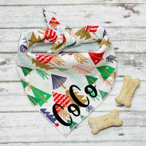 Christmas Tree Dog Bandana, Holiday Dog Bandana, Christmas Dog Bandana, Tie-On Bandana, Personalized Dog Bandana, By BizzyMamas