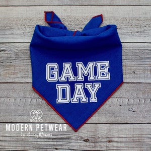 Game Day Dog Bandana, Royal Blue and Red Dog Bandana, Tie-On Bandana, Football Dog Bandana, Game Day Dog Bandana, Spiritwear, by BizzyMamas