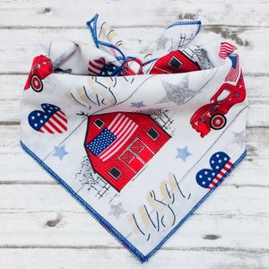 USA Dog Bandana, American Flag Dog Bandana, Tie-On Bandana, Personalized Bandana, Patriotic Dog Bandana, Fourth of July Dog Bandana, Barn