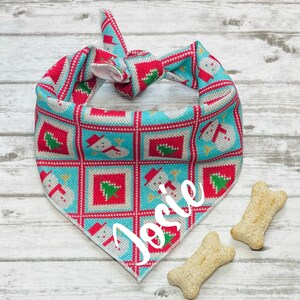 Christmas Dog Bandana, Holiday Dog Bandana, Snowman Dog Bandana, Tie-On Bandana, Personalized Dog Bandana, Christmas Tree Dog Bandana