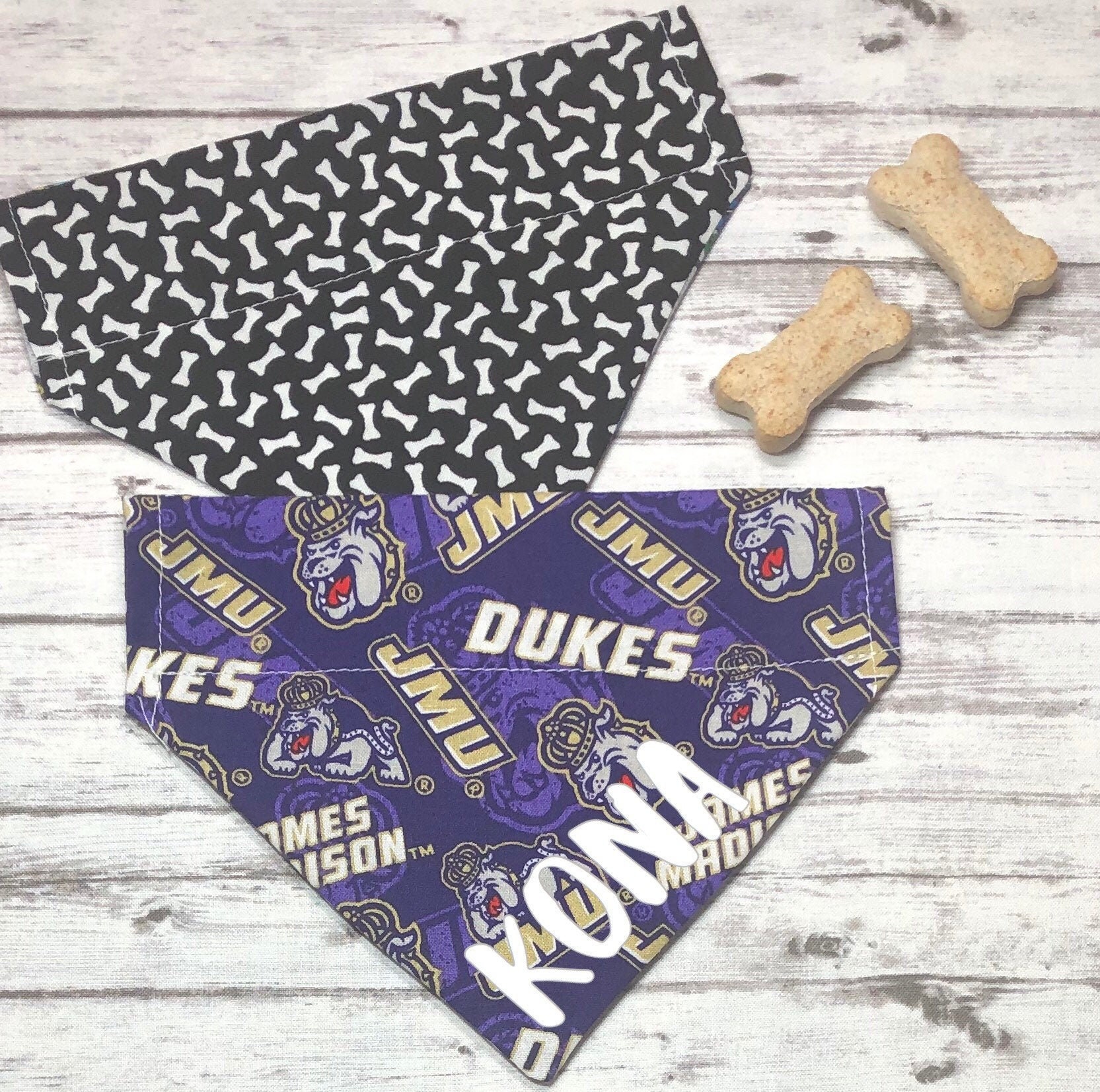 James Madison Dog Bandana Dukes Virginia JMU Reversible Slide on Collar Personalized Option Bizzymamas James Madison University Etsy