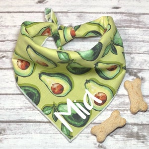 Avocado Dog Bandana, Tie-On Bandana, Personalized Bandana, Spring Bandana, Summer Bandana, Female Dog Bandana, Foodie Dog Bandana