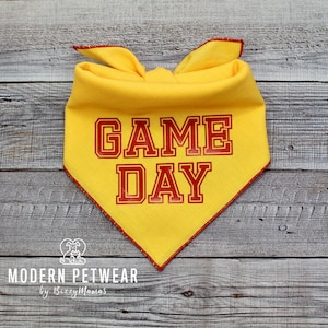 Game Day Dog Bandana, Red and Gold Yellow Dog Bandana, Tie-On Bandana, Kansas City Football Fan Dog Bandana, Kansas Spirit Wear