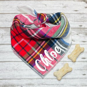 Christmas Plaid Dog Bandana, Holiday Plaid Dog Bandana, Christmas Dog Bandana, Personalized Dog Bandana, Winter Plaid Dog Bandana