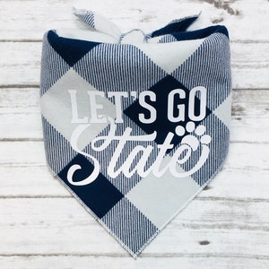 Let's Go State Dog Bandana, Navy and Gray Dog Bandana, Tie-On Bandana, Pennsylvania Bandana, Pennsylvania Football Spirit Wear