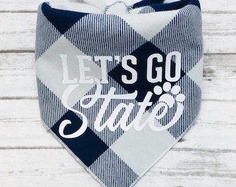 Let's Go State Dog Bandana, Navy and Gray Dog Bandana, Tie-On Bandana, Pennsylvania Bandana, Pennsylvania Football Spirit Wear