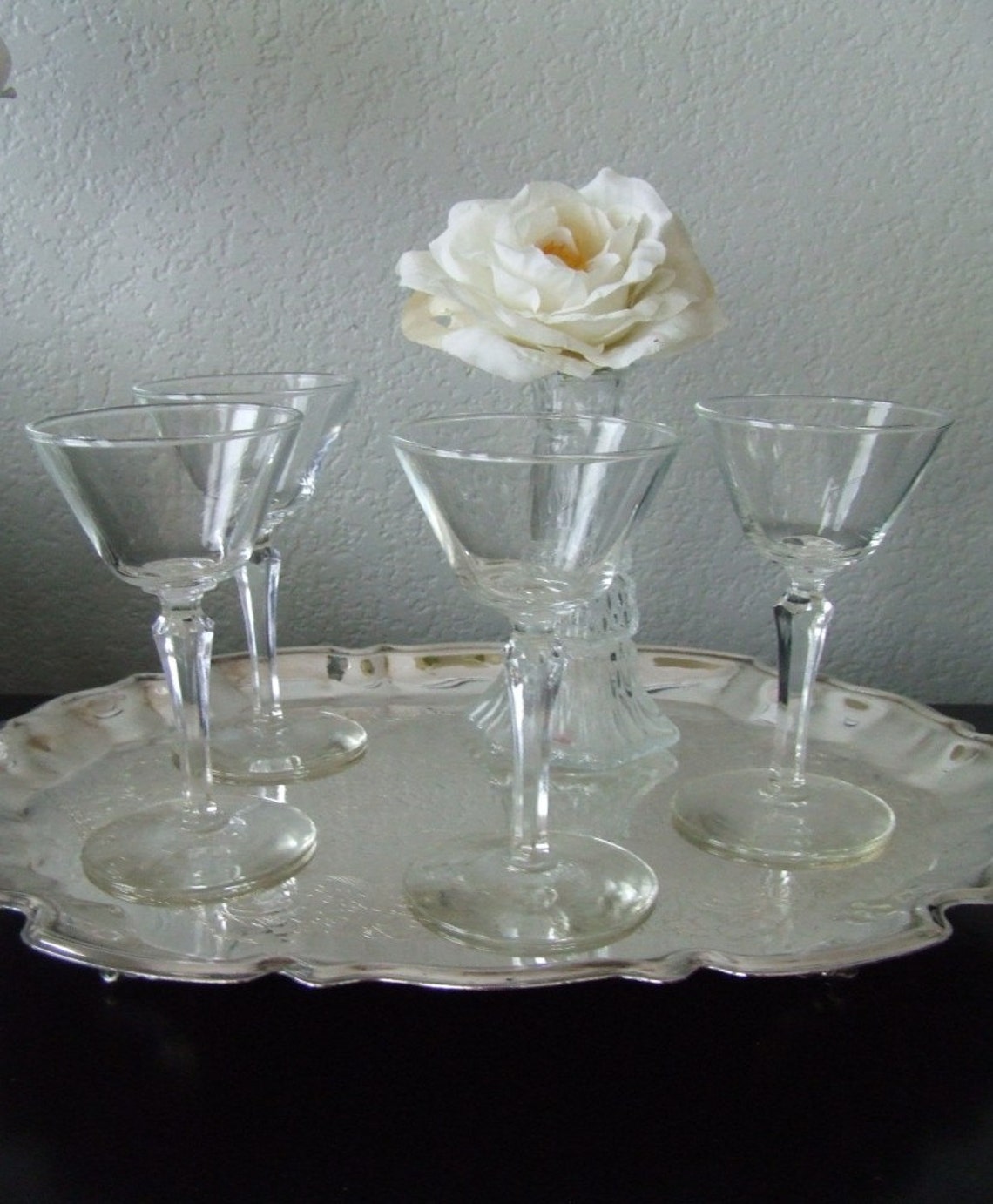 Vintage Crystal sixsided Stem Cordial Glasses Set of Etsy