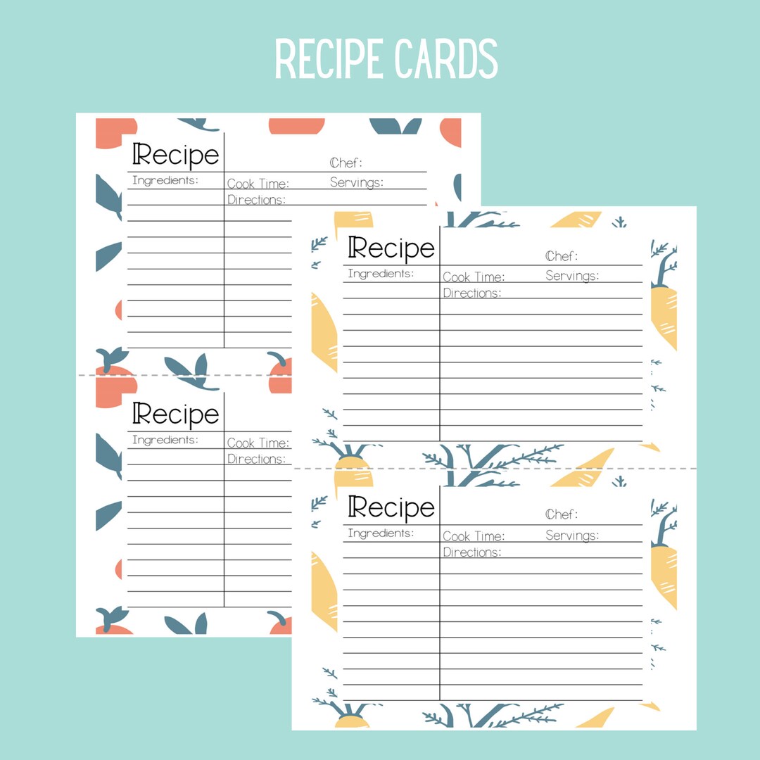 Recipe Cards, Cooking With Kids, Kid Recipe Cards, Printable - Etsy