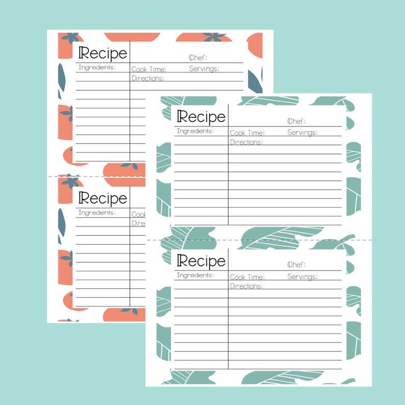 Recipe Cards, Cooking With Kids, Kid Recipe Cards, Printable - Etsy