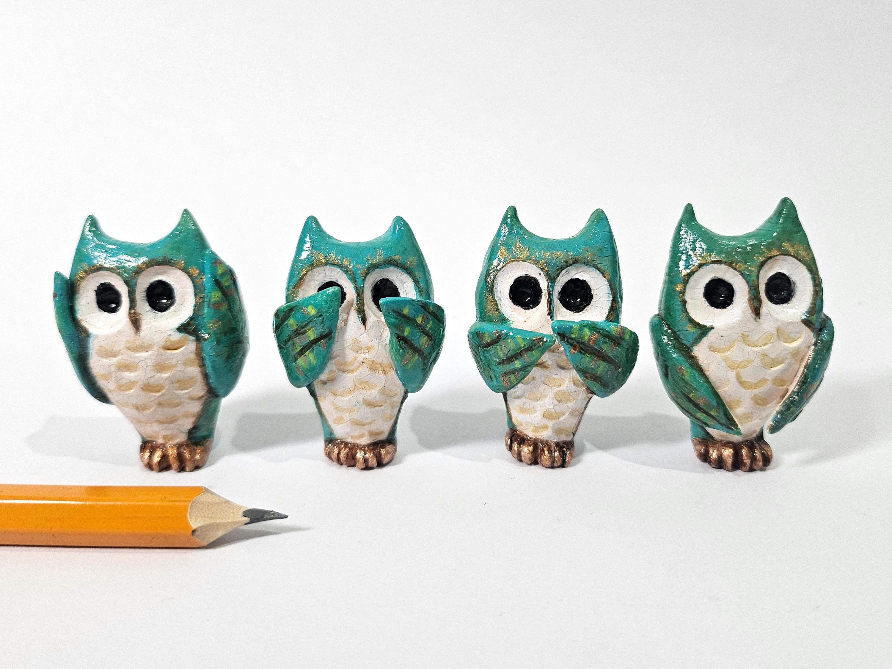 Four Wise Horned Owls