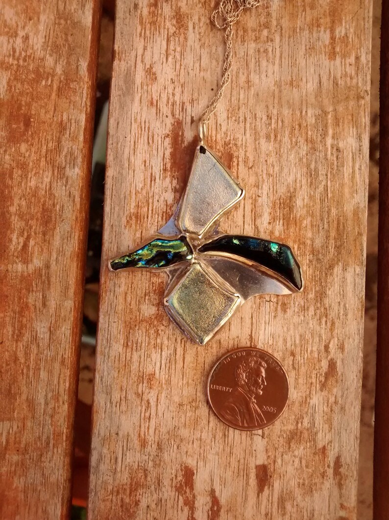 Handmade Sterling Silver and Glass Pendant The Soul of Flight