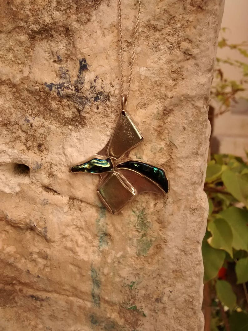 Handmade Sterling Silver and Glass Pendant The Soul of Flight